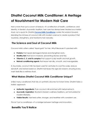 Dhathri Coconut Milk Conditioner_ A Heritage of Nourishment for Modern Hair Care