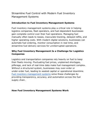 Streamline Fuel Control with Modern Fuel Inventory Management Systems