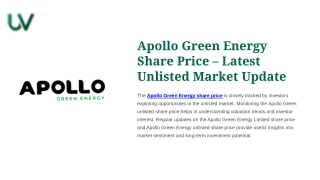 Apollo Green Energy Share Price – Latest Unlisted Market Update