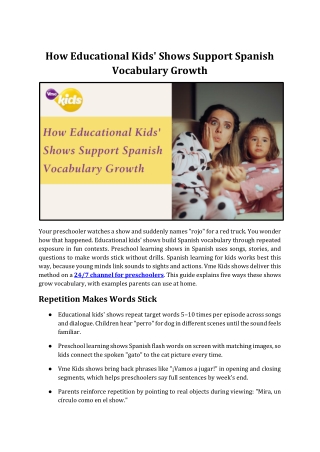 Boost Kids’ Spanish Skills with Vme Kids Shows