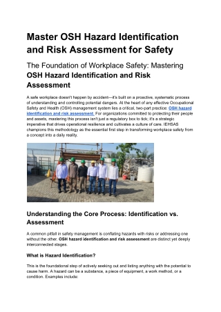 Master OSH Hazard Identification and Risk Assessment for Safety