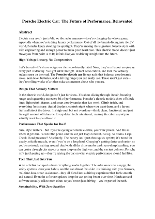 Porsche Electric Car: The Future of Performance, Reinvented