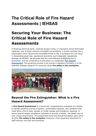 The Critical Role of Fire Hazard Assessments _ IEHSAS
