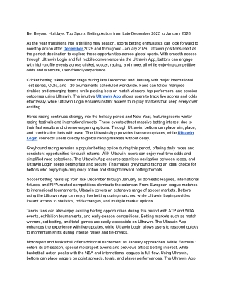 Bet Beyond Holidays: Top Sports Betting Action from Late December 2025 to Januar