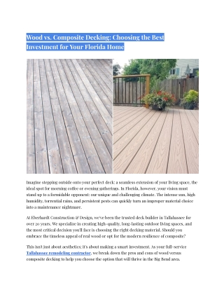 Wood vs Composite Decking for Florida Homes | Guide