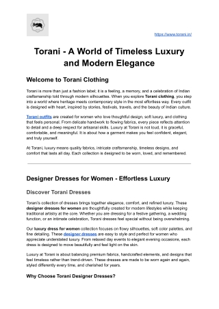 Torani – A World of Timeless Luxury and Modern Elegance