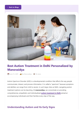 Best Autism Treatment in Delhi | Personalized Care
