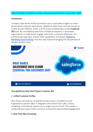 Salesforce Data Cloud Training Ameerpet - Salesforce Data Cloud