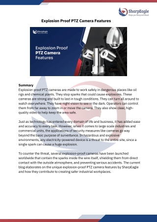 Explosion Proof PTZ Camera Feature