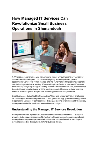 How Managed IT Services Can Revolutionize Small Business Operations in Shenandoah