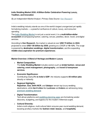 Pre-Wedding Shoots & Content Strategy | Sample Report by Ken Research