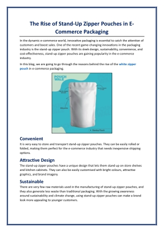 The Rise of Stand-Up Zipper Pouches in E-Commerce Packaging