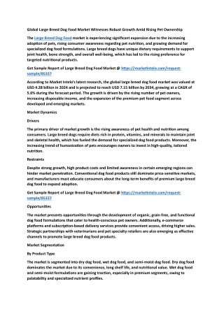 Global Large Breed Dog Food Market Witnesses Robust Growth Amid Rising Pet Owner