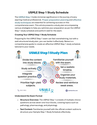 USMLE Step 1 Study Schedule