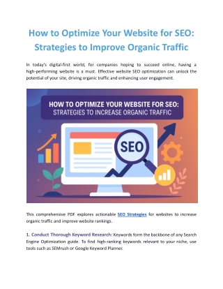 How to Optimize Your Website for SEO: Strategies to Improve Organic Traffic
