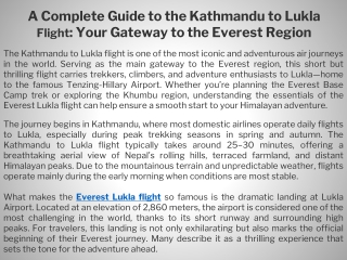 A Complete Guide to the Kathmandu to Lukla Flight Your Gateway to the Everest Region