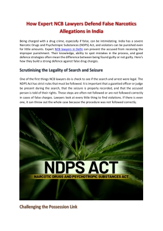 How Expert NCB Lawyers Defend False Narcotics Allegations in India