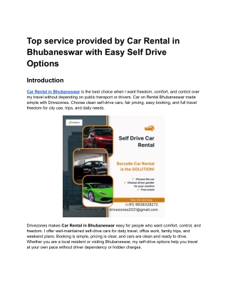 Car Rental in Bhubaneswar