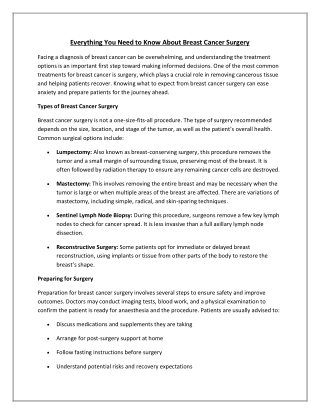 Everything You Need to Know About Breast Cancer Surgery