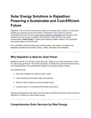 Solar energy solutions in Rajasthan