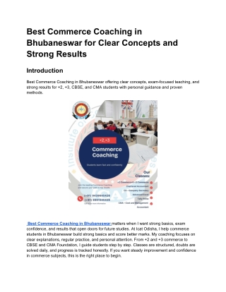 Commerce Coaching in Bhubaneswar