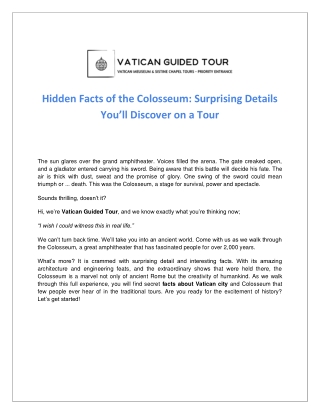 Hidden Facts of the Colosseum - Surprising Details You’ll Discover on a Tour