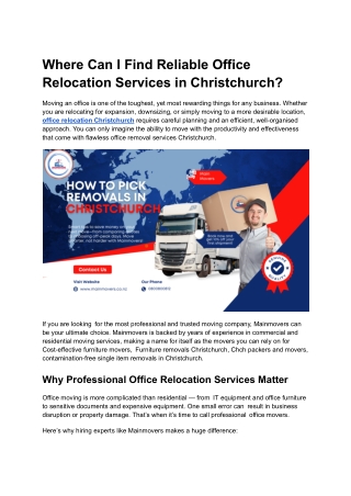 Where Can I Find Reliable Office Relocation Services in Christchurch