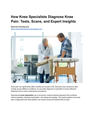 How Knee Specialists Diagnose Knee Pain