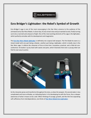 Ezra Bridger's Lightsaber: the Rebel's Symbol of Growth