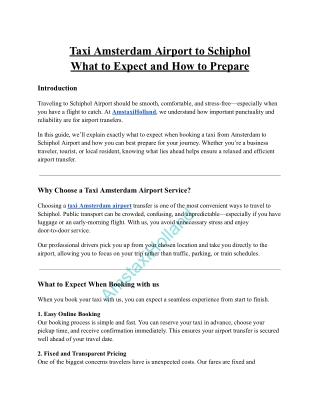 Taxi Amsterdam Airport to Schiphol: What to Expect and How to Prepare