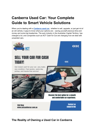 Canberra Used Car_ Your Complete Guide to Smart Vehicle Solutions