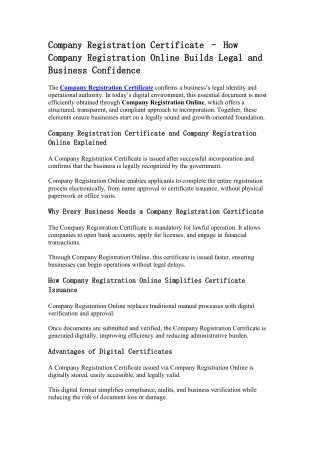 Company Registration Certificate – How Company Registration Online Builds Legal and Business Confidence