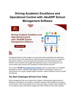 Driving Academic Excellence and Operational Control with JibuERP School Management Software