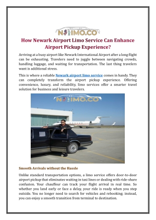 How Newark Airport Limo Service Can Enhance Airport Pickup Experience