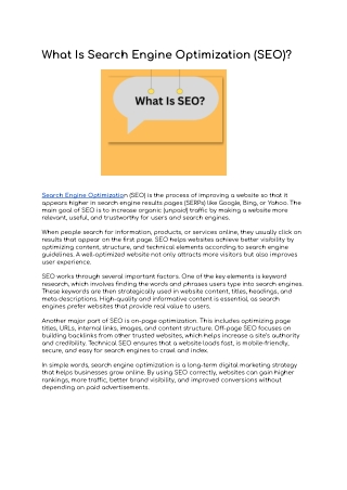 What Is Search Engine Optimization (SEO)