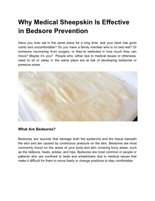 Why Medical Sheepskin Is Effective in Bedsore Prevention