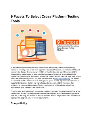 9 Facets To Select Cross Platform Testing Tools
