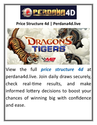 Price Structure 4d  Perdana4d.live