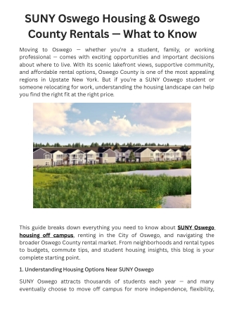 SUNY Oswego Housing & Oswego County Rentals — What to Know