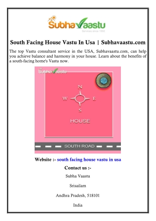 South Facing House Vastu In Usa | Subhavaastu.com