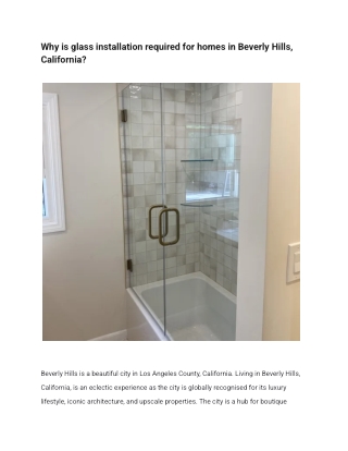 Why is glass installation required for homes in Beverly Hills, California
