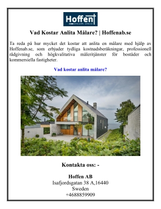 Vad Kostar Anlita Målare  Hoffenab.se