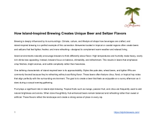 How Island-Inspired Brewing Creates Unique Beer and Seltzer Flavors