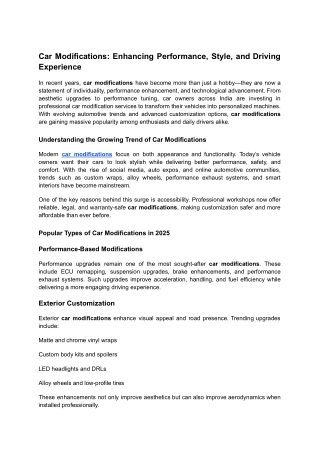 Car Modifications_ Enhancing Performance, Style, and Driving Experience