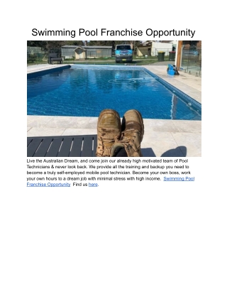 Swimming Pool Franchise Opportunity