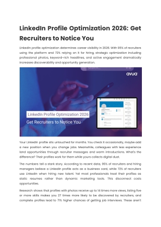 LinkedIn Profile Optimization 2026: Get Recruiters to Notice You