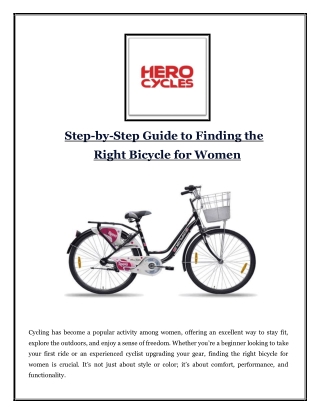 Step-by-Step Guide to Finding the Right Bicycle for Women