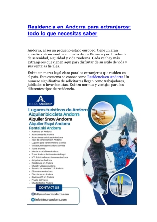 Residencia en Andorra para extranjeros todo lo que necesitas saber