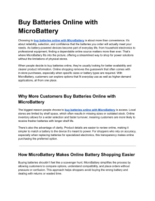 Buy Batteries Online with MicroBattery