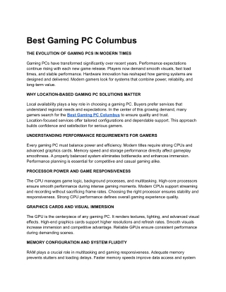 Best Gaming PC Columbus